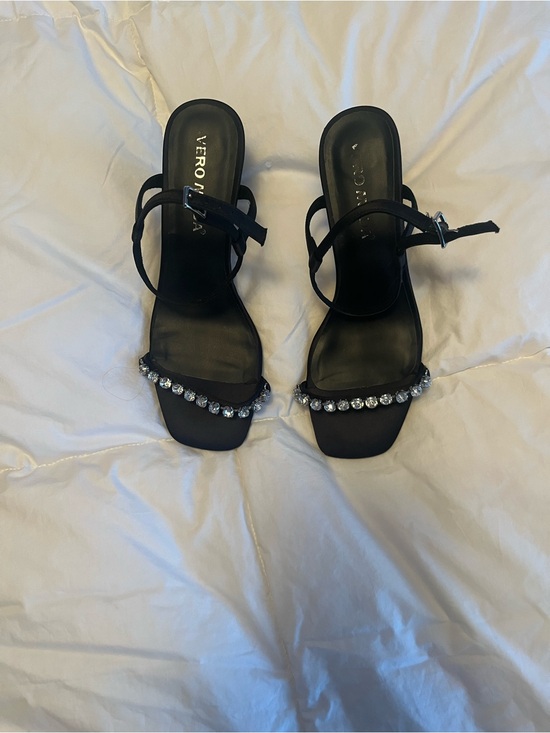 Vero Moda Shoes - Vero Moda Black Crystal-Strap Square-Toe Heels